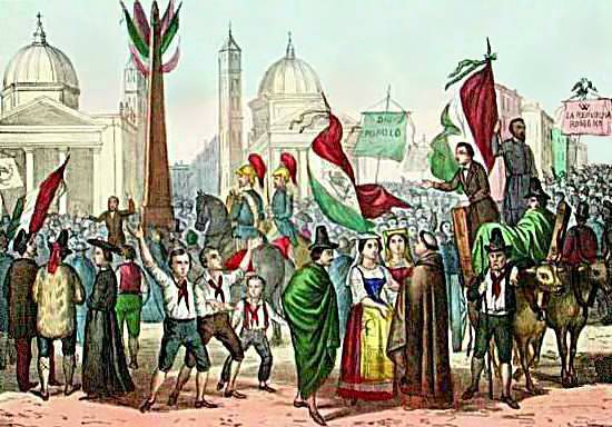 Ficheiro:Rossetti - Proclamazione della Repubblica Romana, nel 1849, in Piazza del Popolo - 1861.jpg