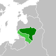 نقشهٔ جمهوری شورایی سوسیالیستی لیتوانی در سال ۱۹۱۹ میلادی، مناطقی که تحت کنترل این دولت نبوده را با رنگ سبز روشن نشان داده‌اند.