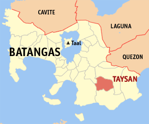 Mapa han Batangas nga nagpapakita kon hain nahimutang an Taysan