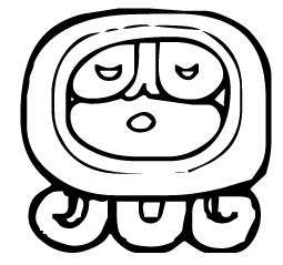 A modern pictogram of the Mayan god Ahau, afte...