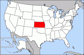 Zemljevid Združenih držav z označeno državo Kansas