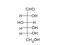 The straight chain form consists of four C H O H groups linked in a row, capped at the ends by an aldehyde group C O H and a methanol group C H 2 O H. To form the ring, the aldehyde group combines with the O H group of the next-to-last carbon at the other end, just before the methanol group.