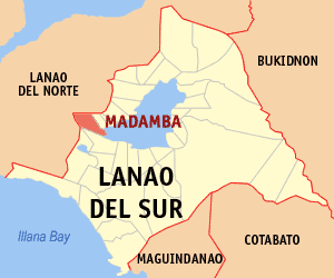 Mapa han Lanao del Sur nga nagpapakita kon hain nahamutang an Madamba