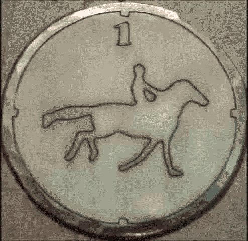File:Rotoscoped frames of Eadweard Muybridge's 'Horse in Motion' engraved into twenty metal discs.gif