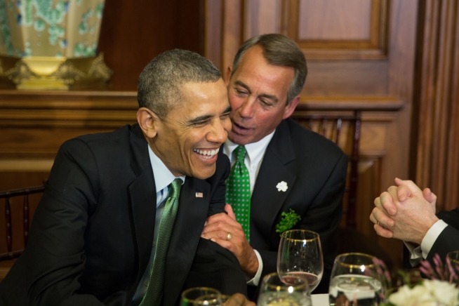 Friday news dump Barack_Obama_and_John_Boehner_enjoying_Saint_Patrick's_Day_2014