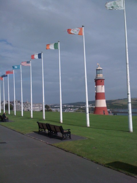 Flags and Smeaton's Tower - geograph.org.uk - 1409201.jpg