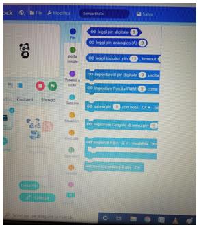 Vista dei blocchi per arduino