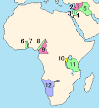 League of Nations mandates in the Middle East and Africa, with no. 11 representing Tanganyika