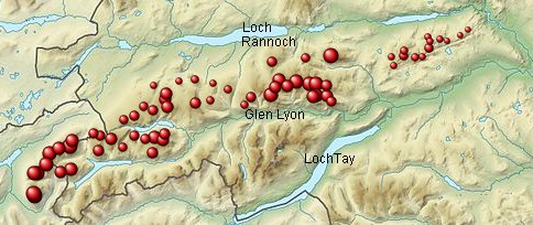 copaon o Loch Rannoch i Glen Lyon.