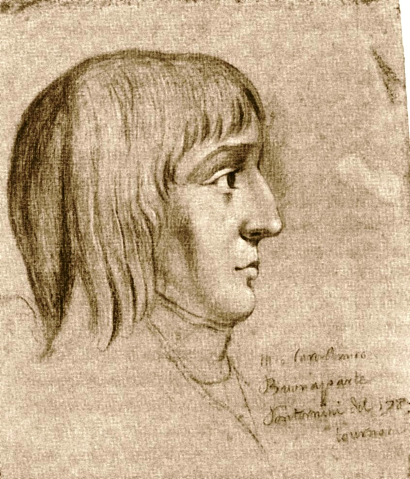 Napoleon Bonaparte (1769-1821) at the age of 16 years (pencil with white on paper), counterfeit.