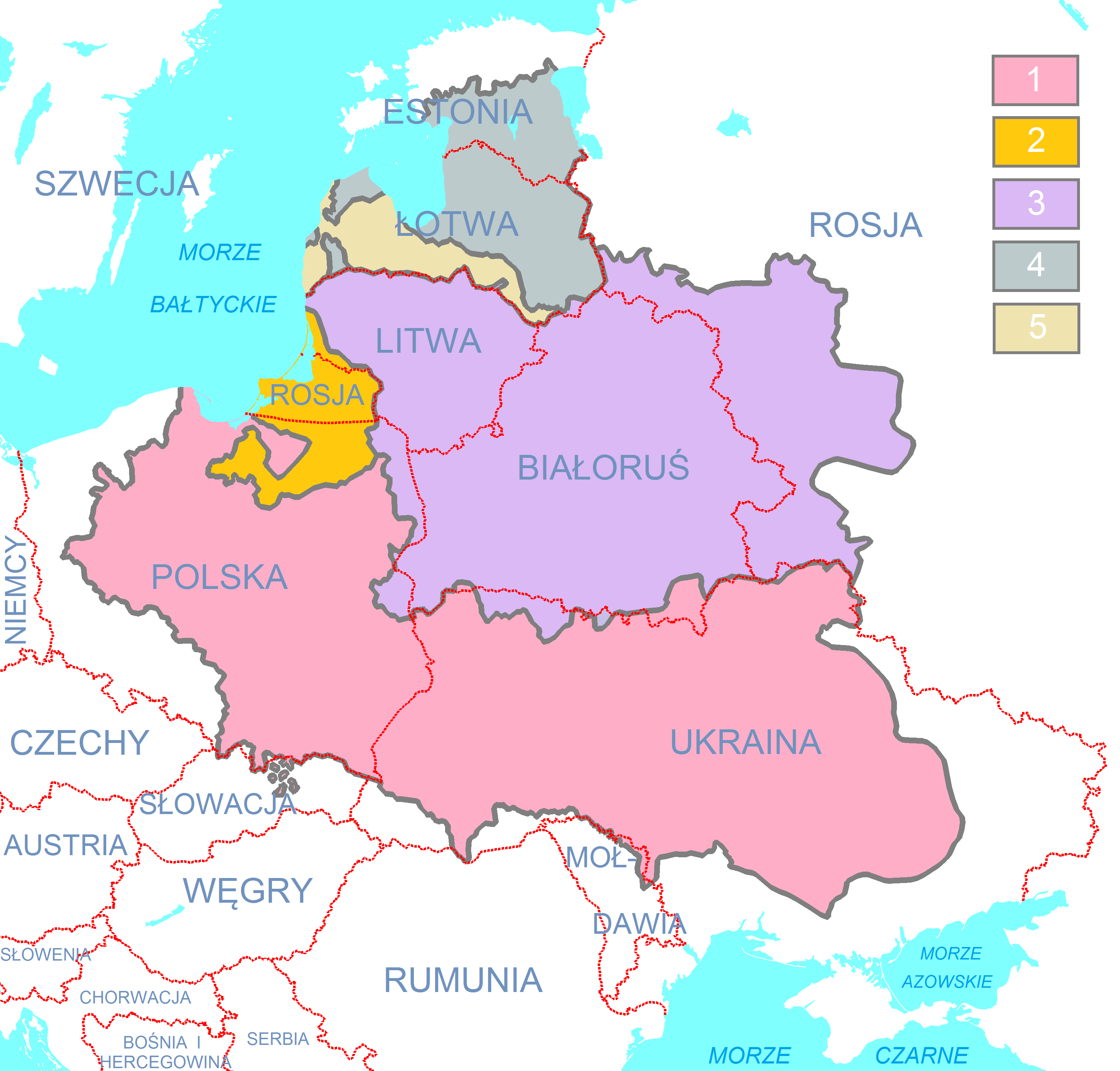 Reczpospolita Obojga Narodow 1619 W Porownaniu Z Aktualnymi Granicami Krajow Napisy Polskie Legenda Mapy 1 Korona 2 Prusy Map Alternate History Fief