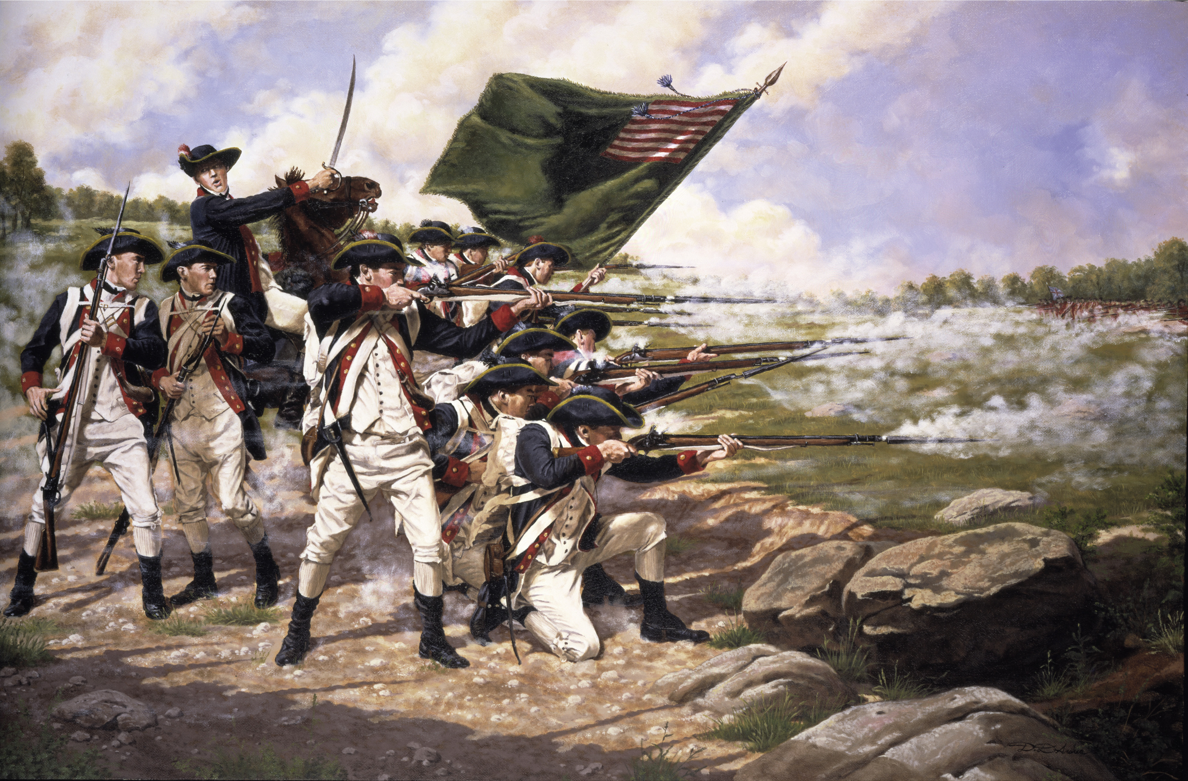 American soldiers in the Battle of Long Island, 1776. 