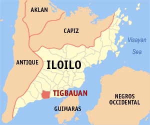 Mapa han Iloilo nga nagpapakita kon hain nahamutangan an Tigbauan