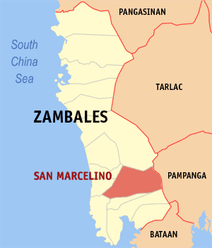 Mapa han Zambales nga nagpapakita han kahamutang han San Marcelino