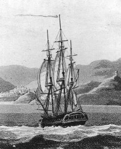 Drawing of the USS Philadelphia, built in the Frigate Philadelphia, 1799.