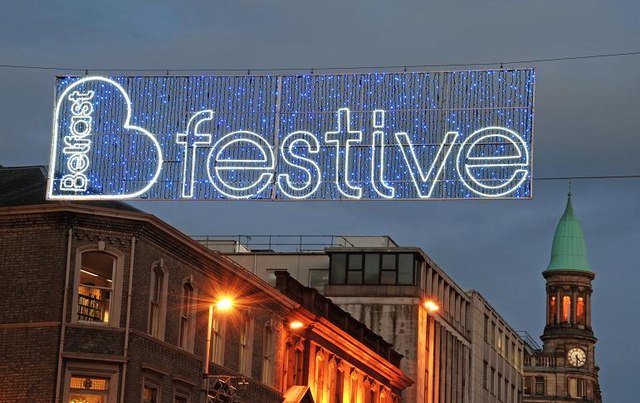 Christmas lights, Belfast (2008) The Christmas lights at the Donegall ...