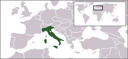 Geografisk plassering av Italia