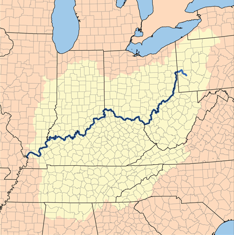 Here is a map of the Ohio River Valley: 