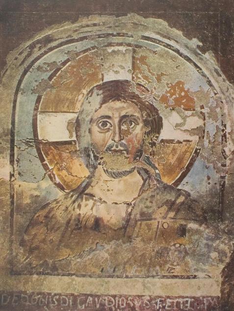 Christ Pantocrator in the catacomb of St. Pontianus, Rome (7th-8th century) dans images sacrée