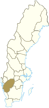 Kort over Västergötland i Sverige