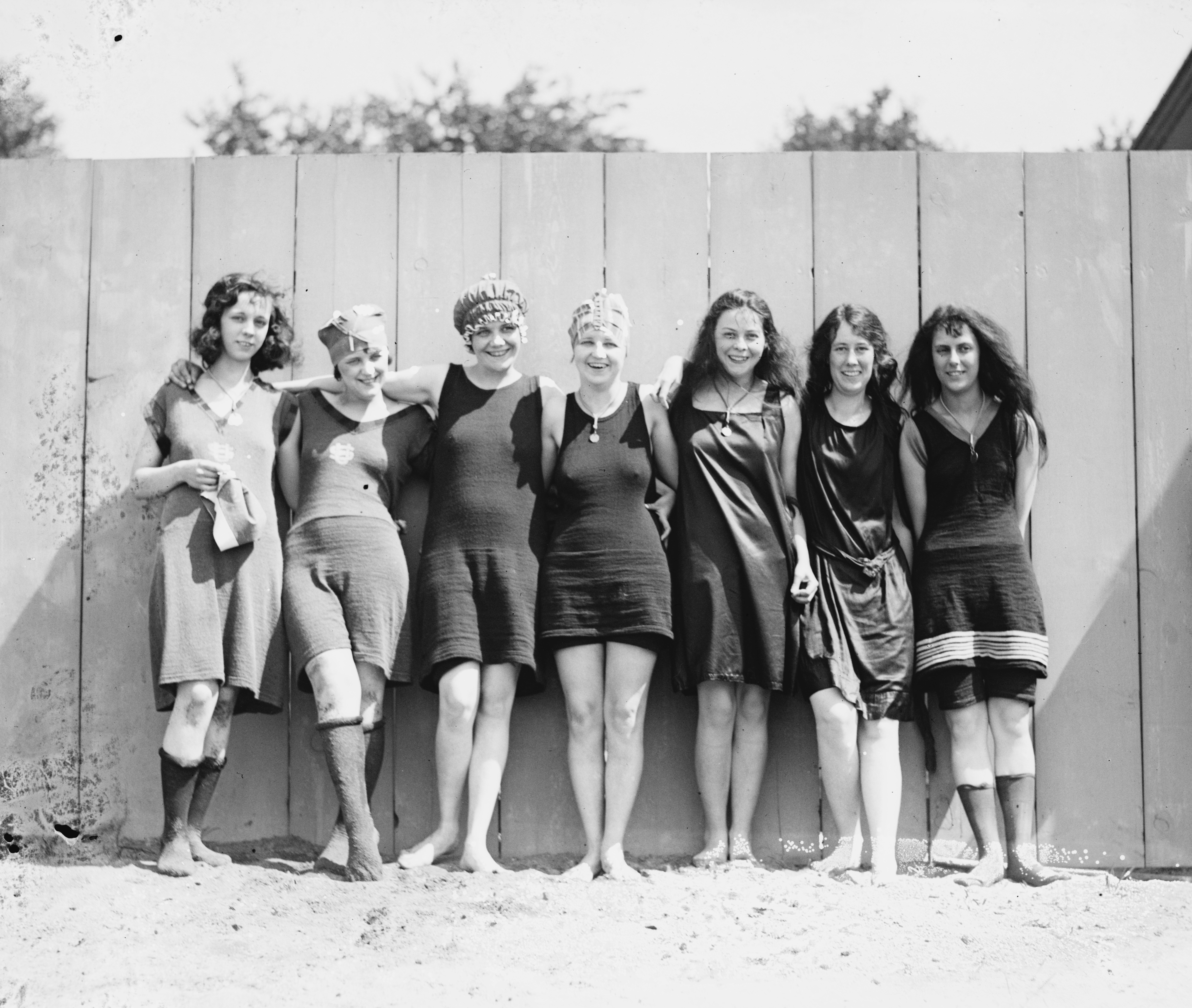 Women in swimsuits, circa 1920.