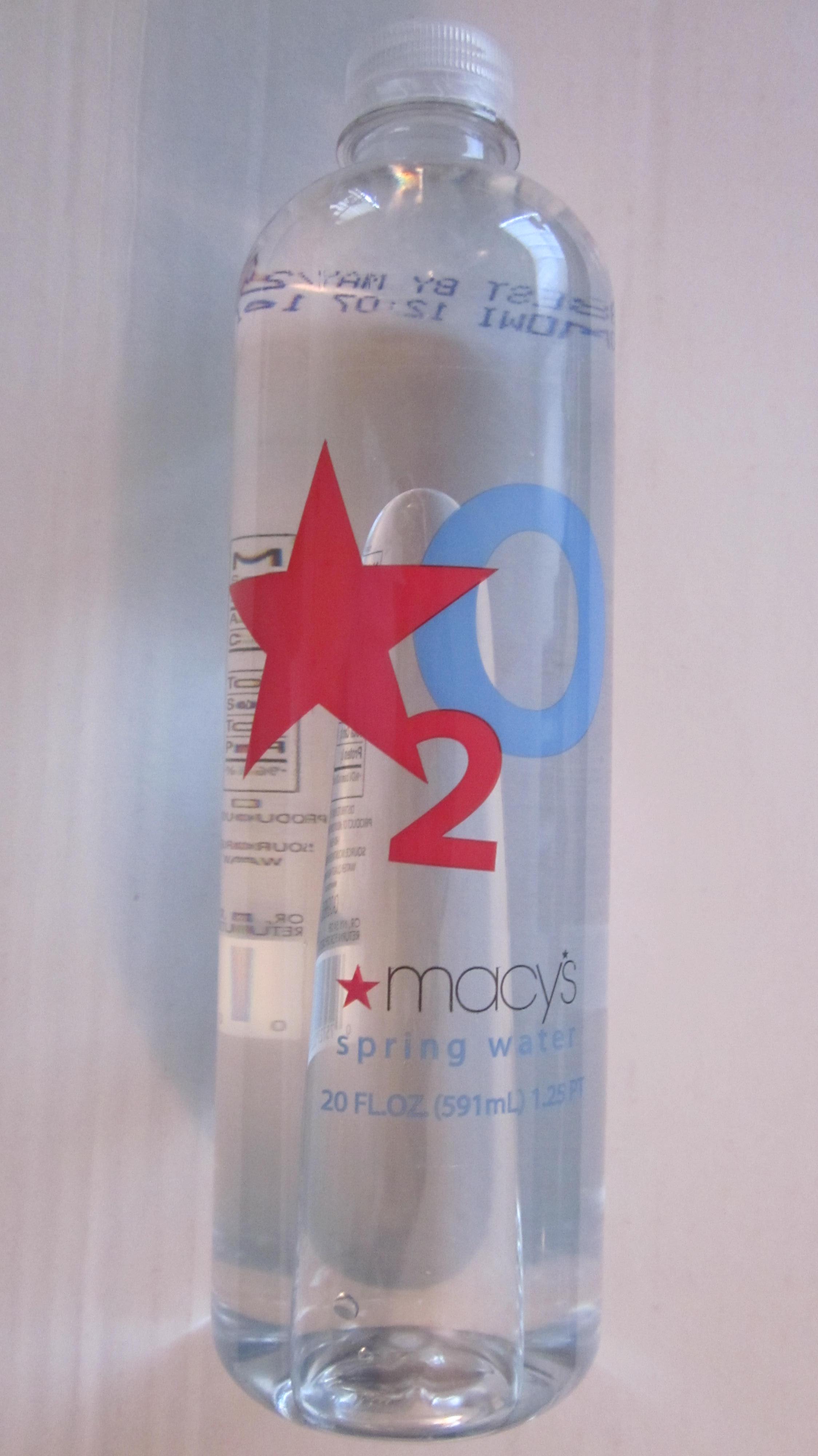 Description Bottle of Macy's water.JPG