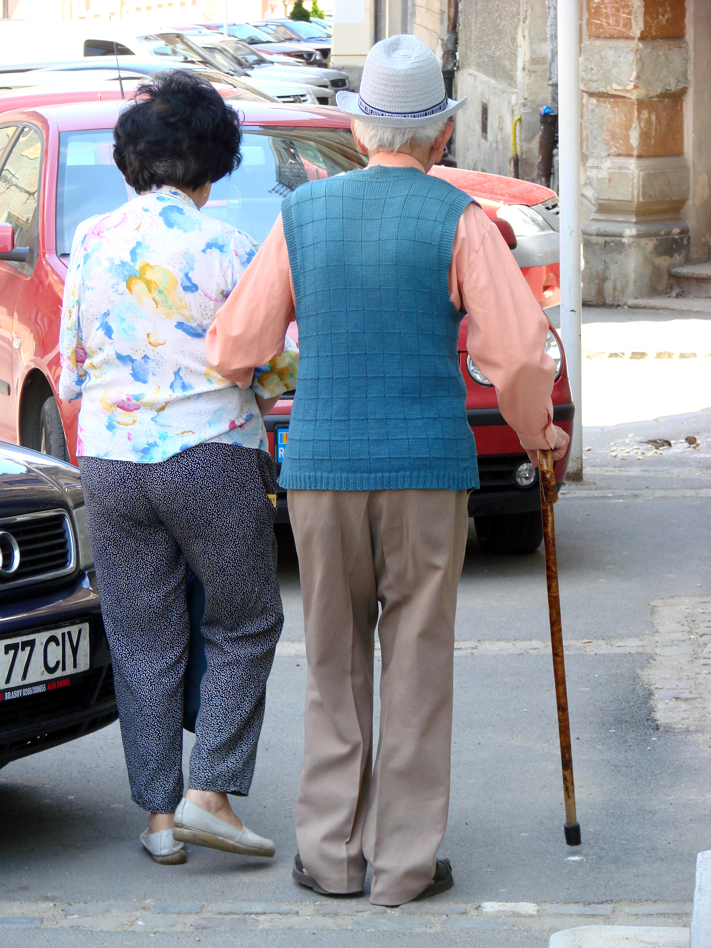 An elderly couple. In Romania.