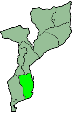 Map of Mozambique with the province highlighted