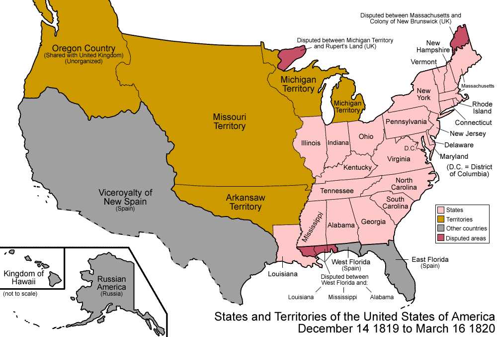 Us Map In 1820