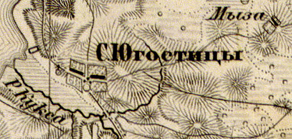 Село Югостицы на карте 1863 года