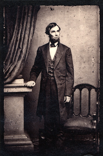 Abraham Lincoln posed for this standing portrait in 1863.