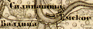 Деревня Емское на карте 1863 года