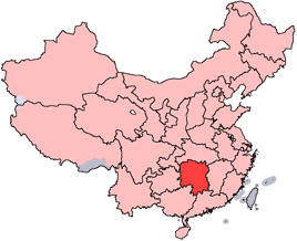 Hunan ditandai di peta ini