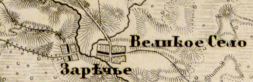 Деревня Заречье на карте 1863 года
