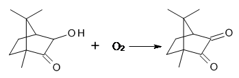 Schemat reakcji syntezy kamforchinonu z hydroksykamfory