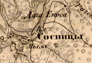 Деревня Сосницы на карте 1863 года