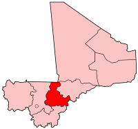Harta regiunii Ségou în cadrul statului Mali