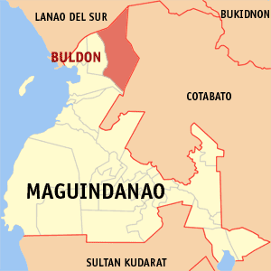 Mapa sa Maguindanao nga nagpakita sa nahimutangan sa Buldon.