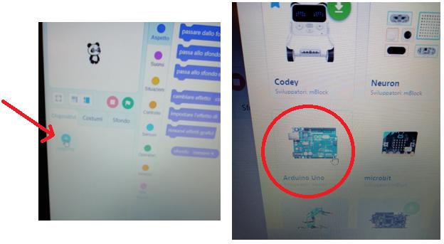 Aggiunta dei blocchi per arduino