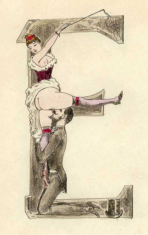 Nineteenth-century erotic alphabet E.jpg