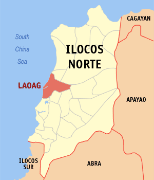 Mapa sa Ilocos Norte nga nagpakita kon asa nahimutang ang Dakbayan sa Laoag