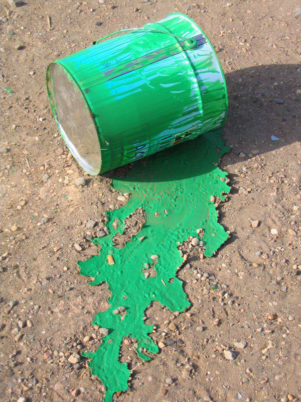 Dried green paint