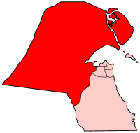 Peta Kuwait yang menunjukkan Al-Jahra (merah)