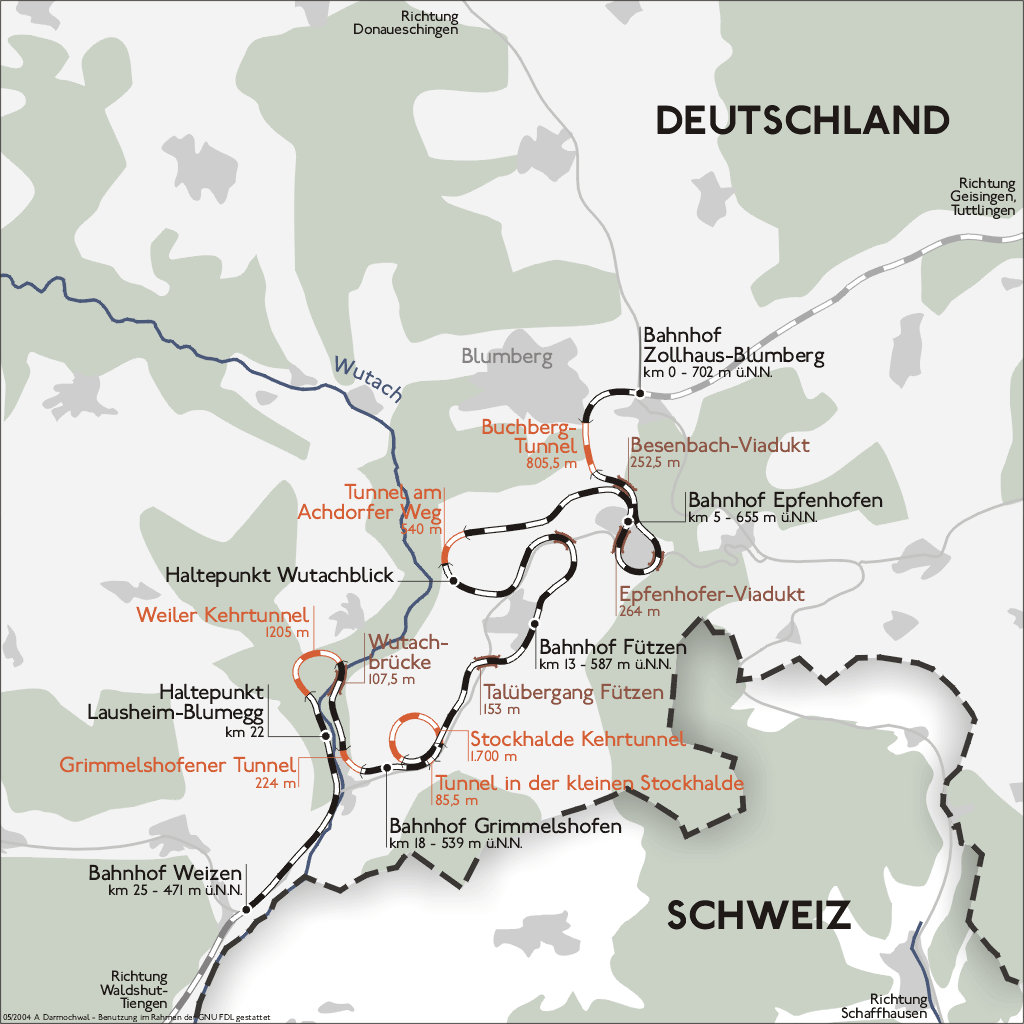 mapa del wutachtalbahn
