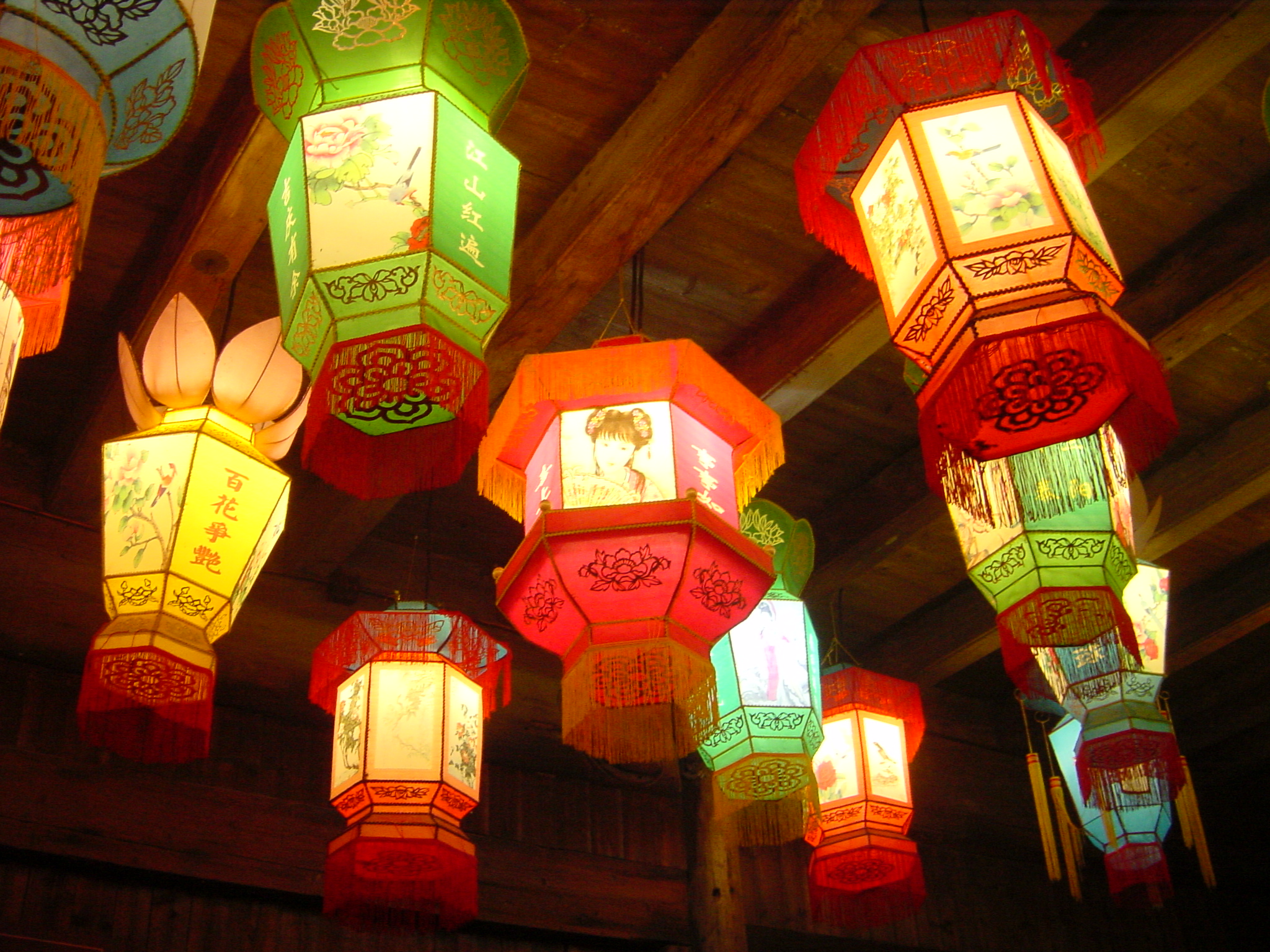 Asian paper good luck flying lanterns