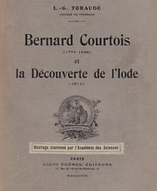 Titolpaĝo de la libro "Bernard Courtois kaj la malkovro de la jodo", eldonita en 1815.