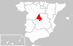 Mapa da localização de Madrid ou Madri