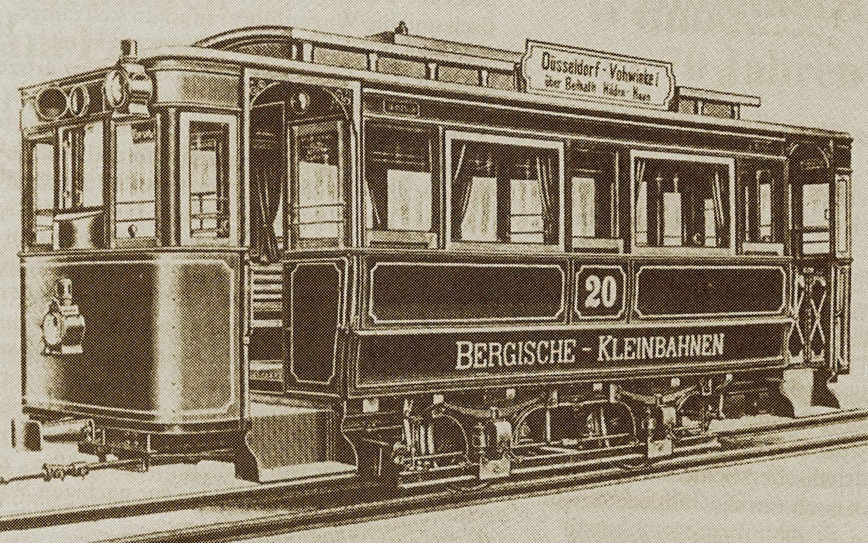 Первые трамваи Дюссельдорфа. Изображение архива Бенрата.