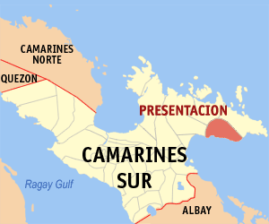 Mapa han Camarines Sur nga nagpapakita kon hain nahamutang an Presentacion