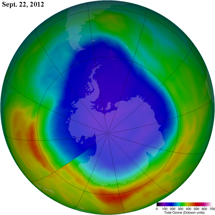 Antarctic Ozone Hole as at Sept. 22, 2012